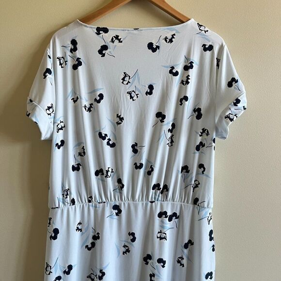 ANN TAYLOR SHORT SLEEVE DRESS WOMENS SIZE XL BLUE FLORAL PRINT - Picture 6 of 7